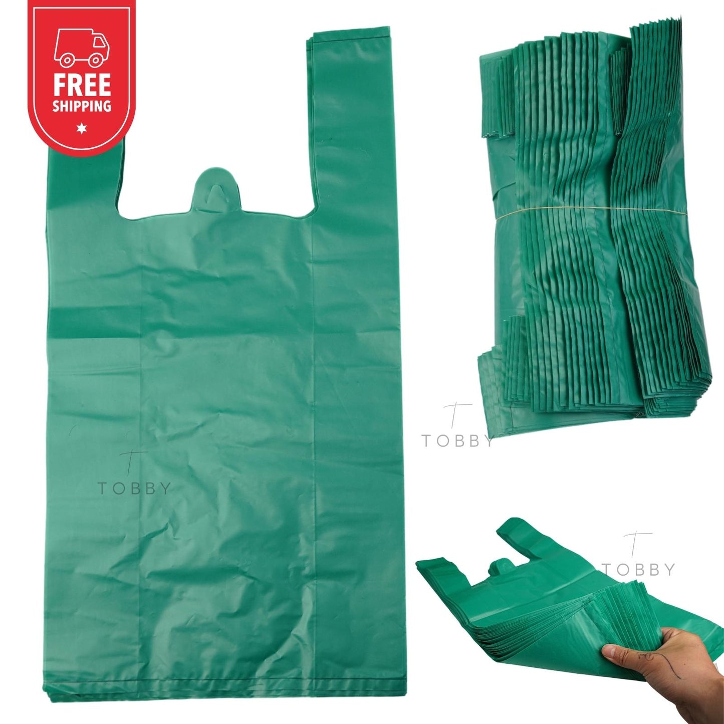 Bolsas Plastico Camiseta 70% Reciclada (770 Bolsas.) - VERDE