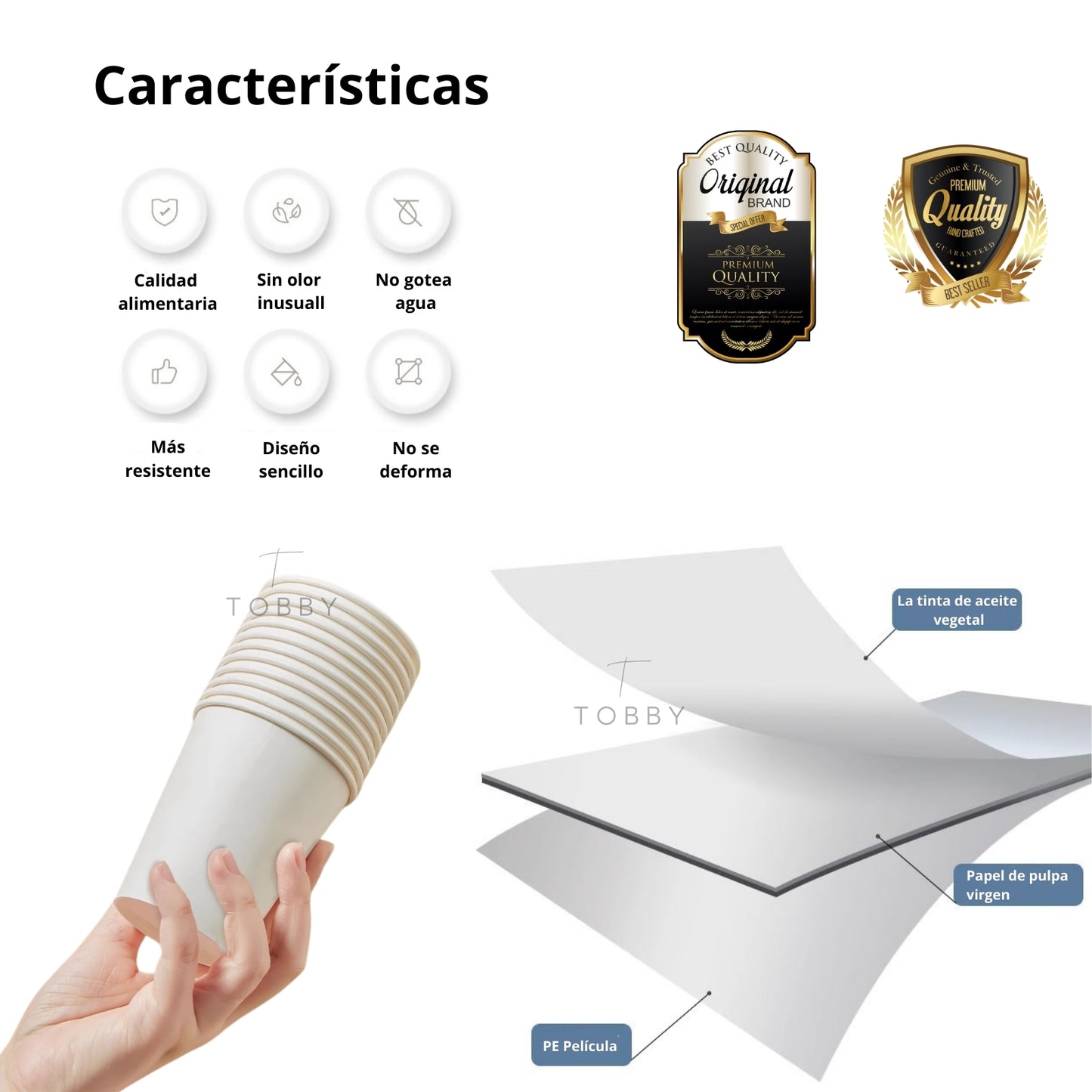 Vasos de Cartón Para Llevar CON TAPA (1000 uds.)