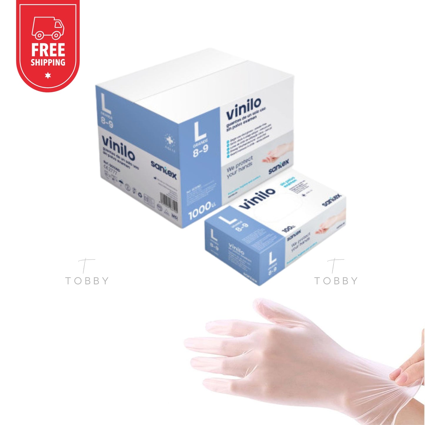 Guantes desechables transparentes de Vinilo (1000 uds.)