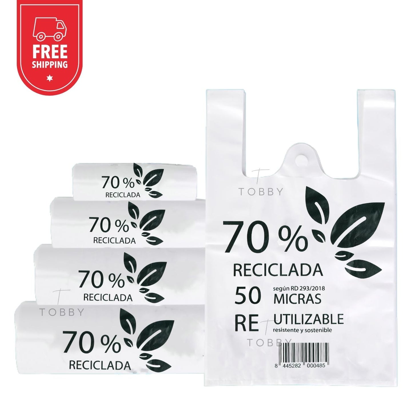 Bolsas Plastico Camiseta 70% Reciclada (PACK AHORRO) - Blanco