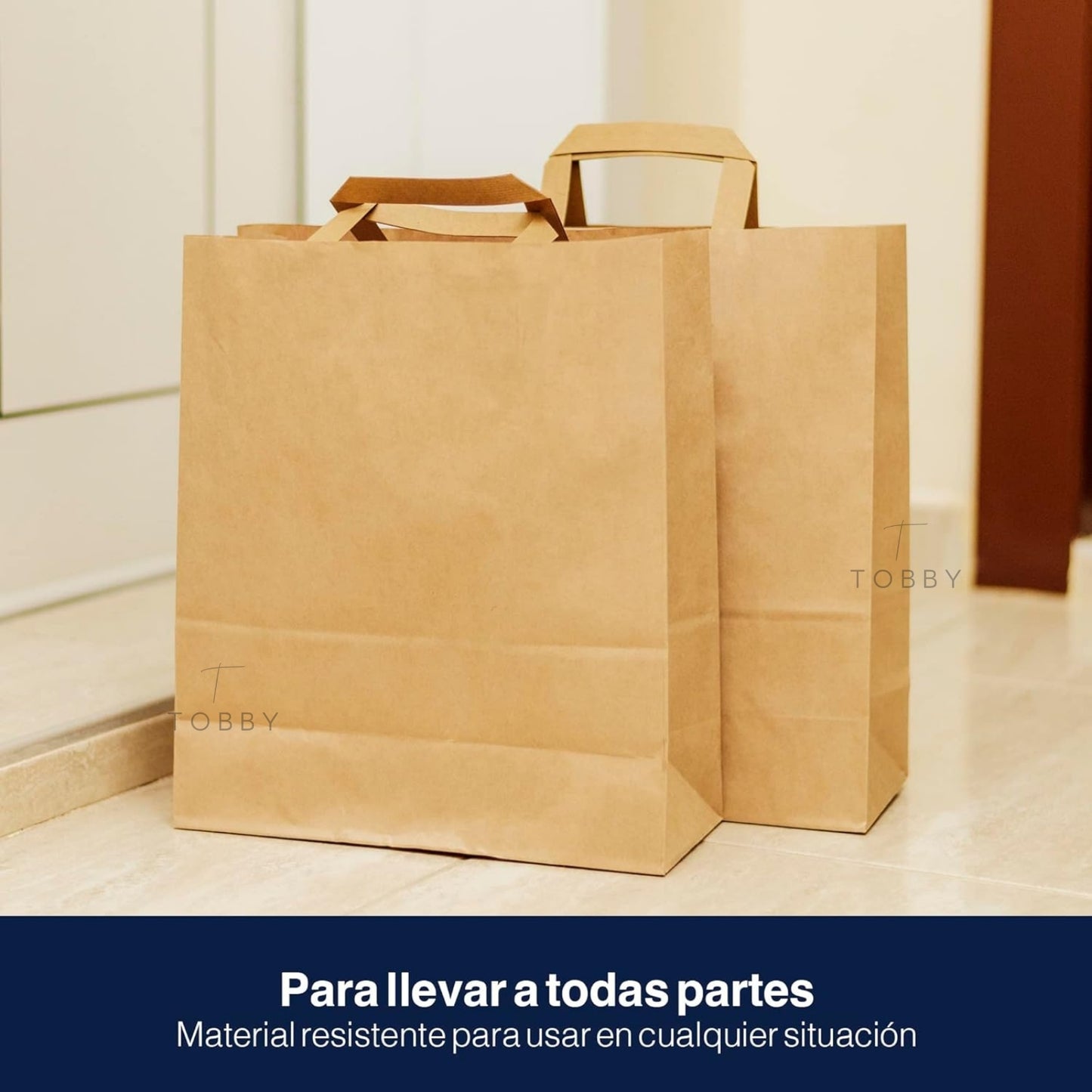 Bolsas de Papel con Asa Plana Marrón - 250uds.