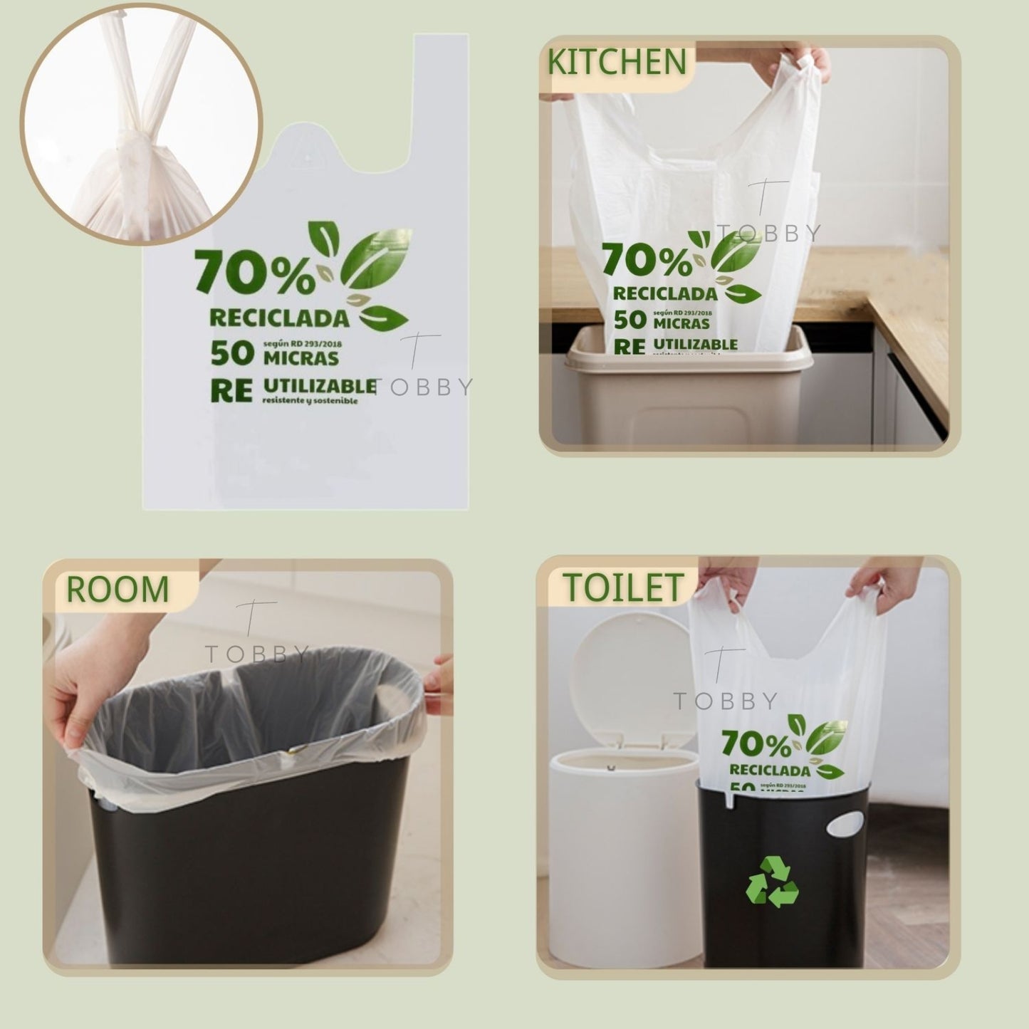 Bolsas Plastico Camiseta 70% Reciclada (2kg) - PREMIUM