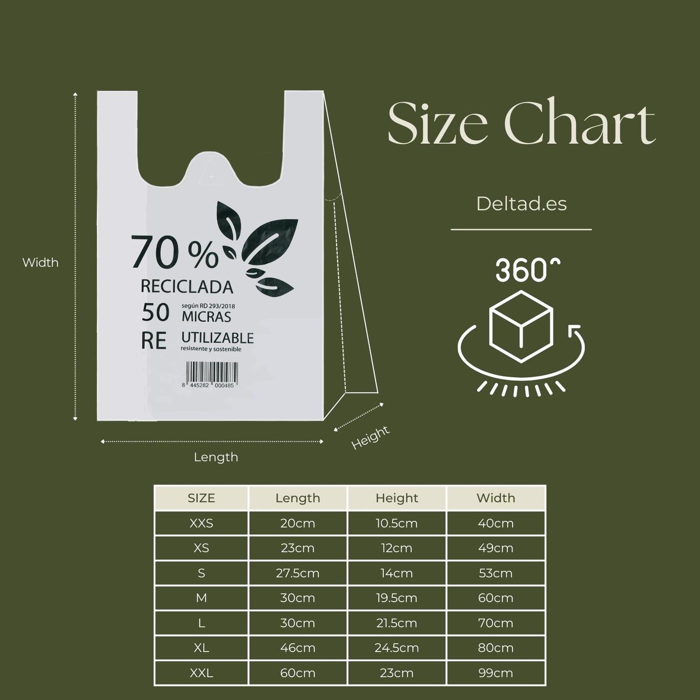 Bolsas Plastico Camiseta 70% Reciclada (2kg) - PREMIUM