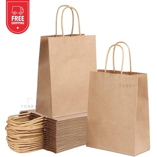 Bolsas de Papel con Asa Plana Marrón 90g/m2