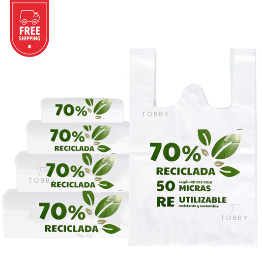 Bolsas Plastico Camiseta 70% Reciclada (2kg) - PREMIUM