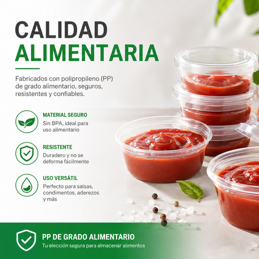 Salseros de Plástico PP con Tapa Bisagrada