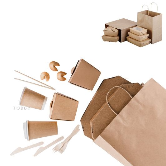 Bolsas de Papel con Asa Plana Marrón 90g/m2