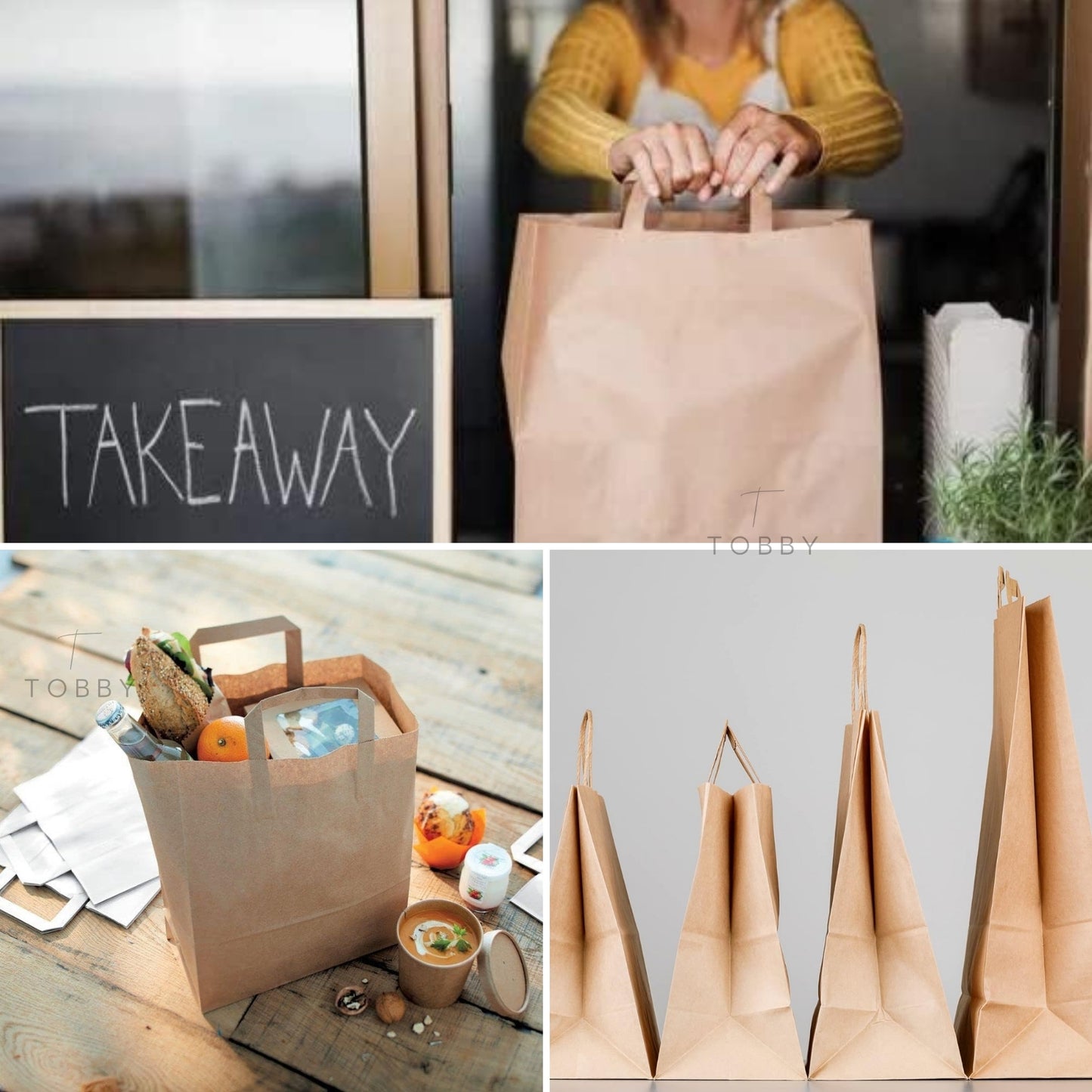 Paper Bags with Flat Brown Handle 80g 