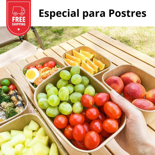 Ensaladera Cuadrada de Papel Kraft CON TAPA - Alto Atractivo, Especial para Postres (300 uds.)