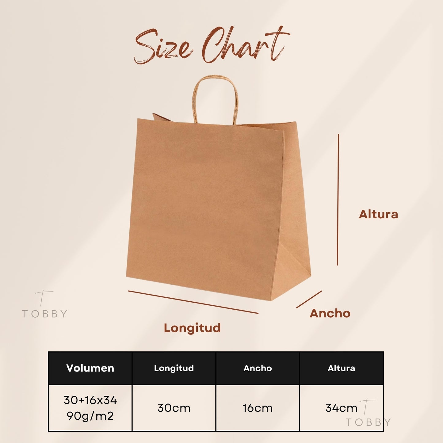 Bolsas de Papel con Asa Plana Marrón 90g/m2