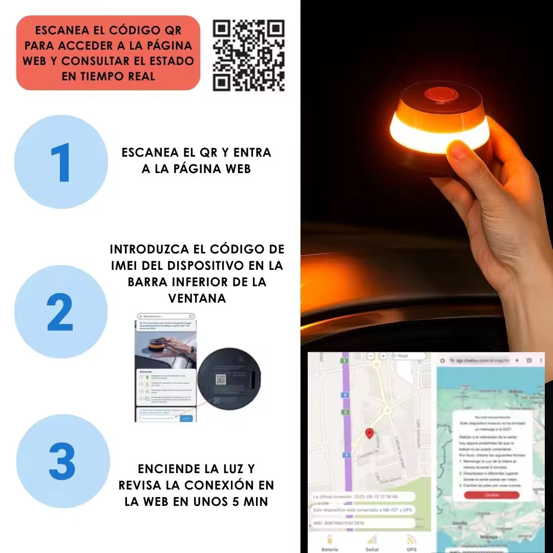 Luz de emergencia para coche, baliza V16, Homologada DGT 2026