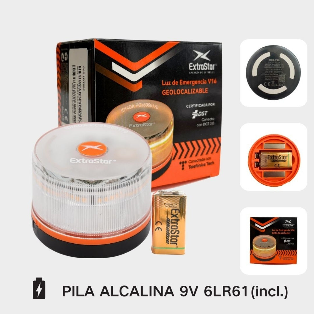 Luz de emergencia para coche, baliza V16, Homologada DGT 2026
