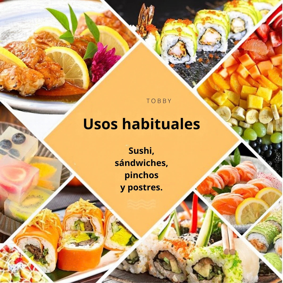 Envases serie W: usos habituales sushi, sándwiches, pinchos y postres