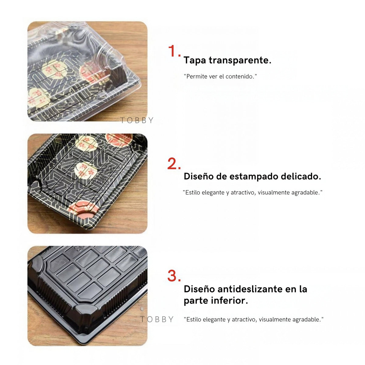 Envases para sushi serie W con tapa transparente