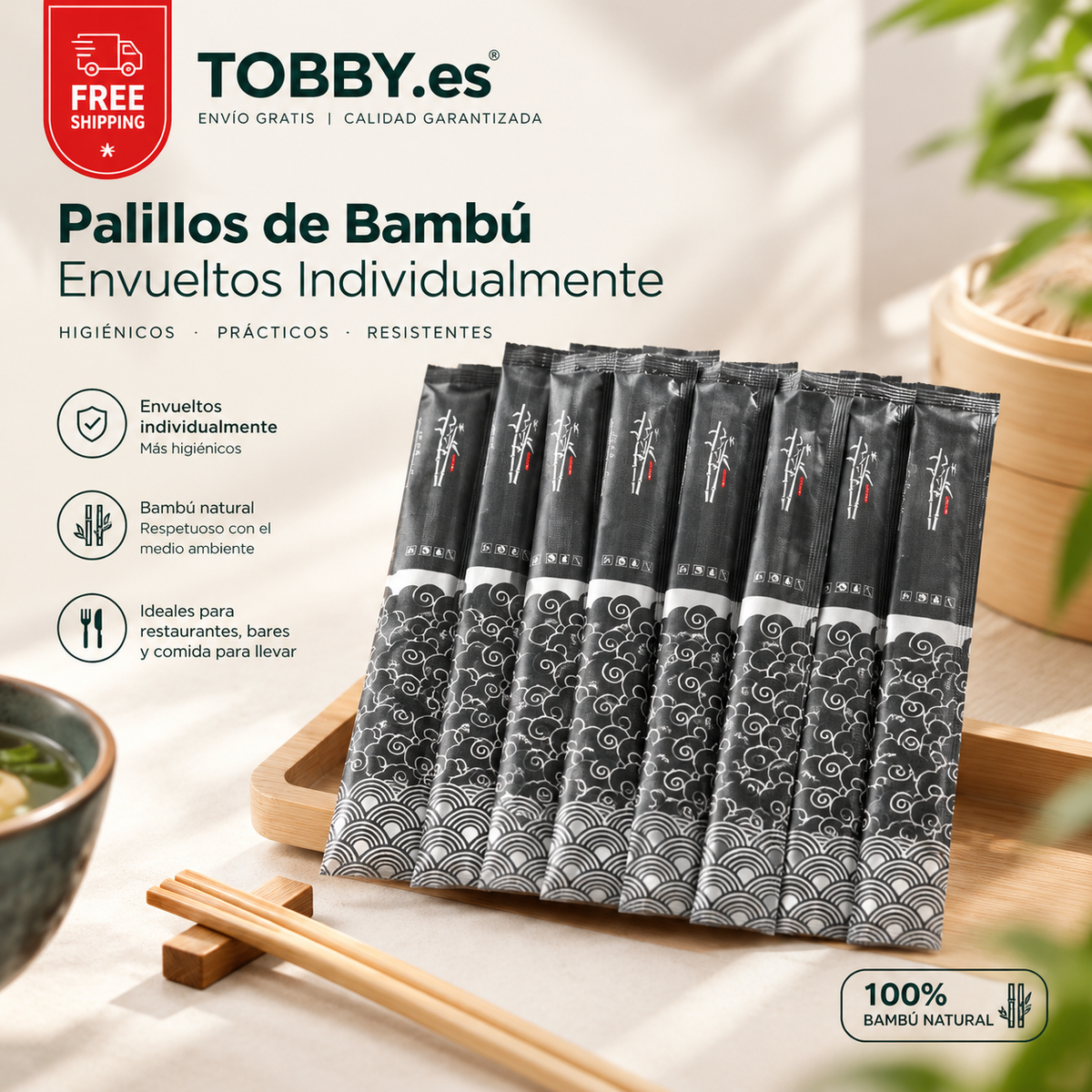 Palillos Desechables Bambú 1400 Pares.