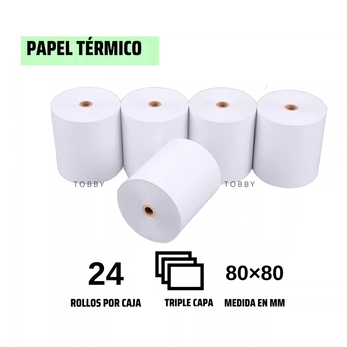 Papel térmico 80x80 mm, 24 rollos por caja